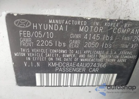 2010 Hyundai Elantra Touring Gls z USA, uszkodzony, nr VIN KMHDC8AE4AU074366